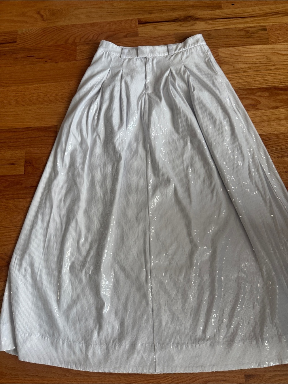 Anthropologie White Sequin Skirt with pockets and belt loops
